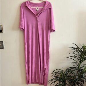 NWT AMAZON Pink Collared Maxi Dress